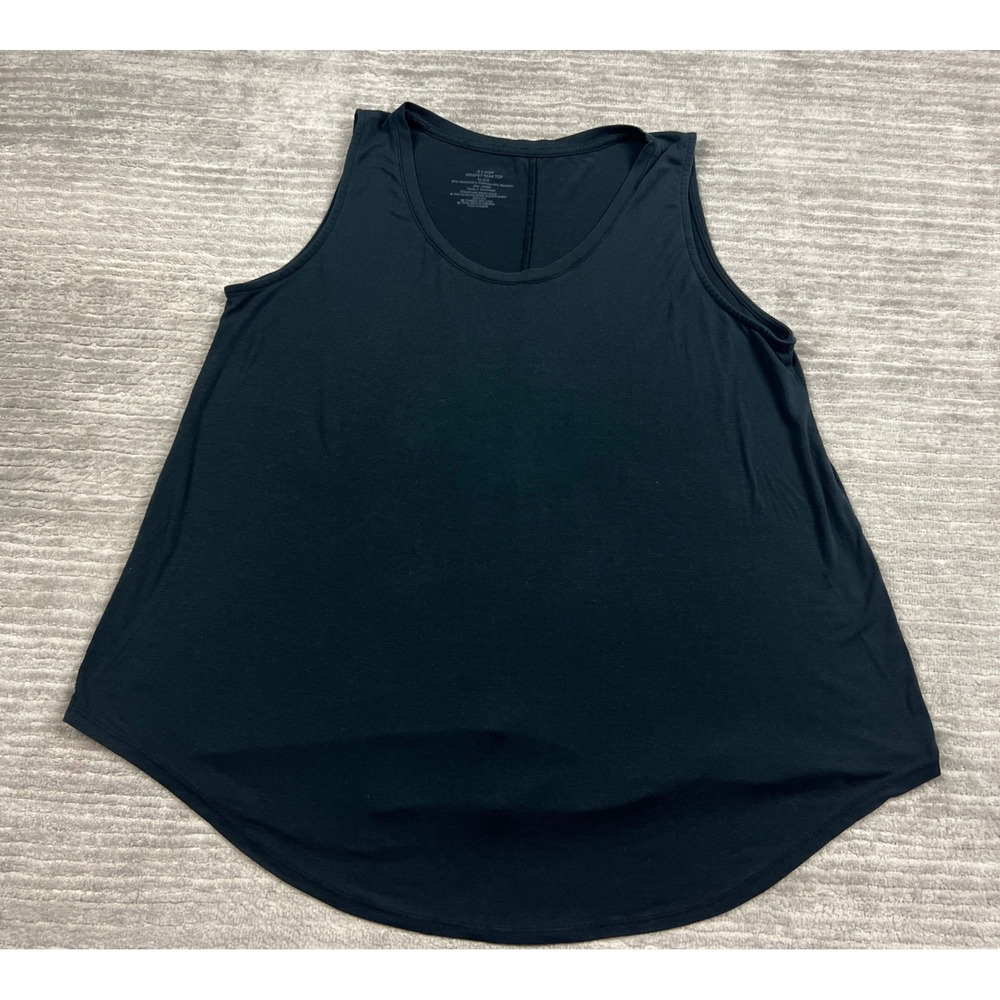 Unbranded Tank Top Womens XL Black Drapey Scoop Neck Relaxed Fit Curved Hem
